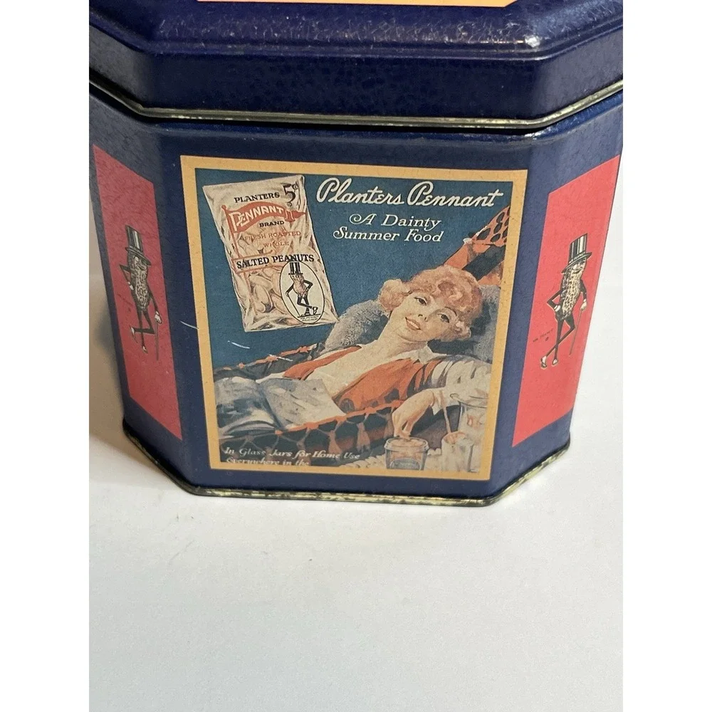 Vintage Planters Mr.Peanut Blue Tin Container 1993 Collectible by Nabisco Inc